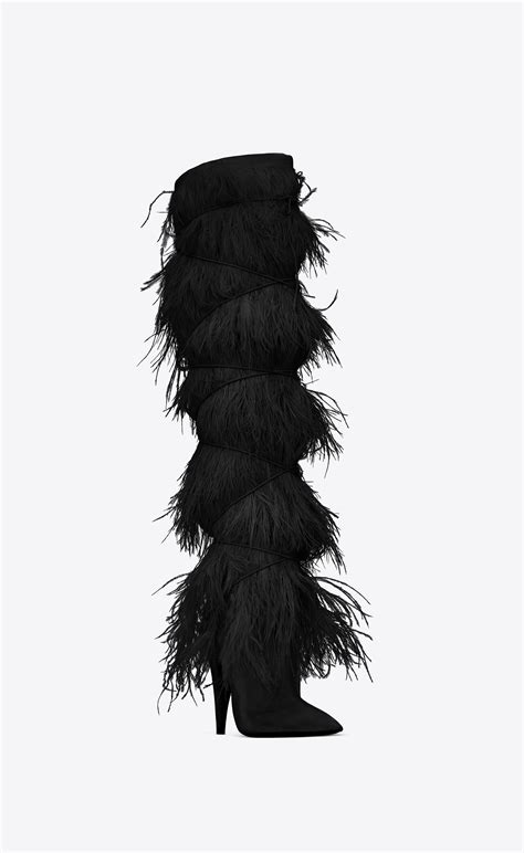 ysl ostrich feather boots